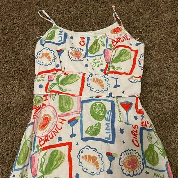 Cynthia Rowley White Maxi Dress with Green, Red and Blue Print - Picture 4 of 6